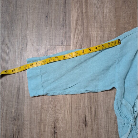 Eileen Fisher Size M Blouse Handkerchief Linen Bateau Neck 3/4 Sleeve Coastal - Picture 9 of 9